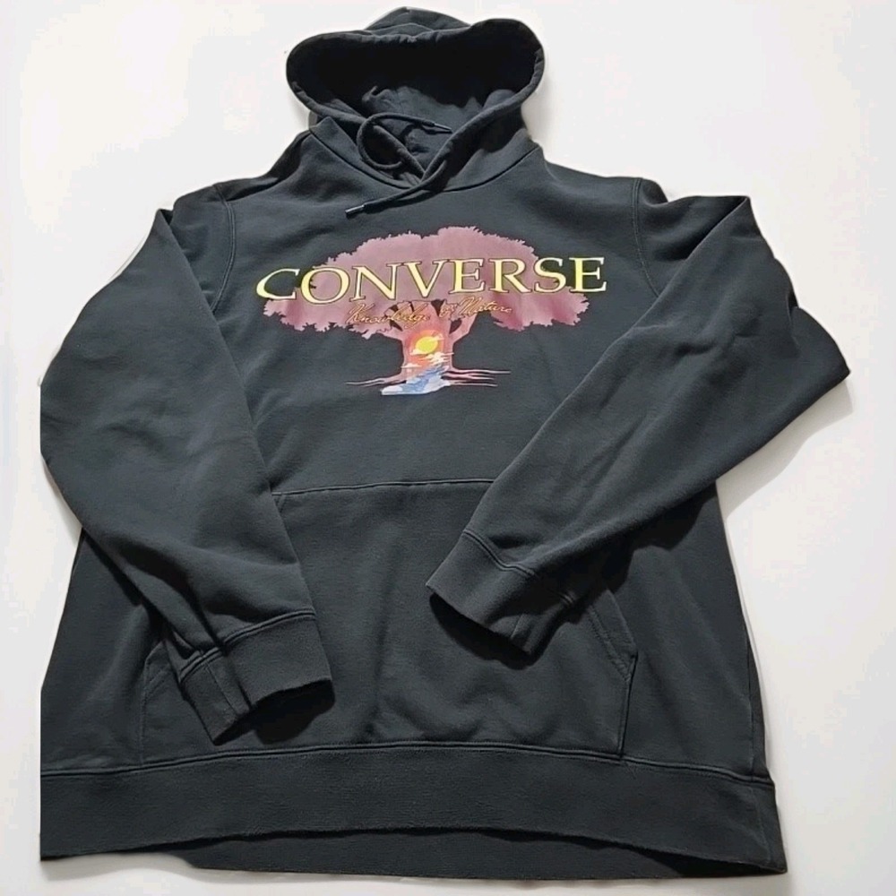 Converse‎ Hoodie Men's Medium Black Skater Punk Streetwear Sweatshirt